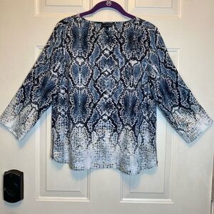 The Limited Snake Print Sz S Blouse Top Blue Side-Zippers at Hem Pullover